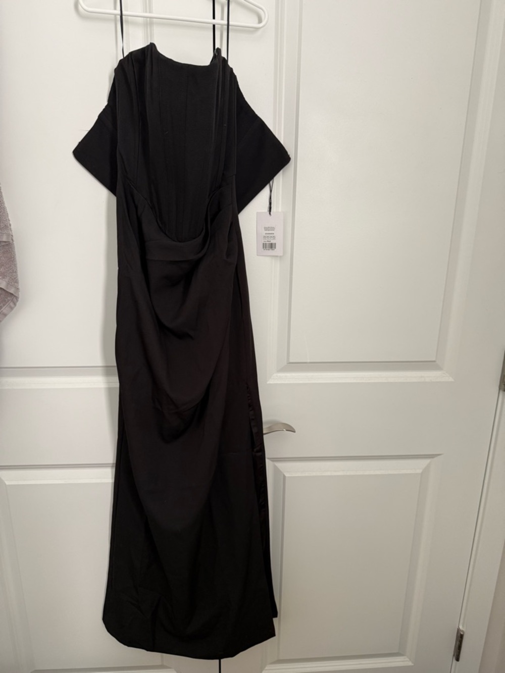 Black Draped Back Evening Dress - Women